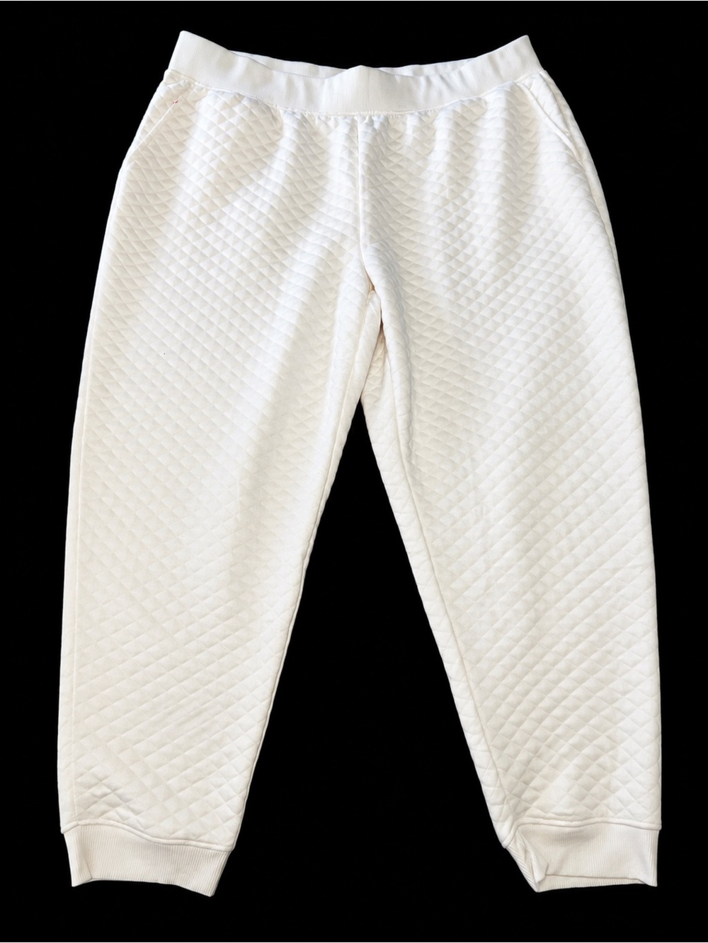 Lands' End White Quilted Sweatpants